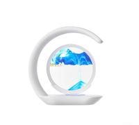 Veilleuse 3D en forme de sablier avec chargement sans fil USB, lampe de table en sable mouvant pour la maison, le bureau, la chambre, décoration LED (bleu)