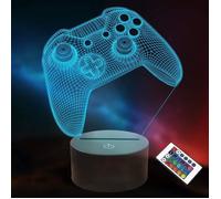Veilleuse 3D pour console de jeu avec télécommande + touche tactile 16 couleurs clignotantes + minuterie lampe de bureau