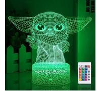 Veilleuse 3D Star Wars avec LED et télécommande. Smart Touch, lampe Yoda pour chambre garçons ou filles. Décoration et ambiance uni