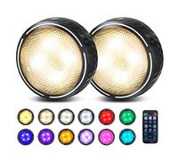 Veilleuse à pile, RGBW Lampe LED sans fil, Lampe Spot LED, Lampe d'armoire pour pour Penderie/Placard Étagère/Entrée/Cuisine/Passage [Lot de 2 Noir]