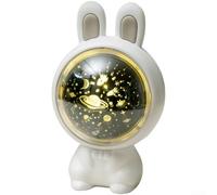 Veilleuse à projection de lapin avec boîte à musique, 3 diapositives sur le thème de la mer et du céleste, rechargeable par USB, lampe portable 1200 mAh, réglable à 65 ° pour décoration de chambre de