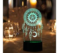 Veilleuse Attrape Rêves 3D, 7 Couleurs Ajustables à Volonté, Matériau Acrylique, Modélisation Vivante, Enrichit L'imagination de Votre Enfant, Lampe Décorative Artisanale, Cadeaux pour Enfants
