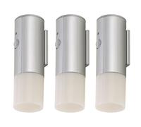 Veilleuse avec détecteur de mouvement à piles Lampe d'escalier LED avec détecteur de mouvement Veilleuse à piles, couleur titane, 2x LED 0,06 watts blanc froid, DxH 4x 12,5 cm, lot de 3