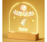 Veilleuse Bébé Personnalisé avec Prénom - Cadeau Naissance Fille et Garçon, Idee Cadeau Bapteme, Decoration Chambre Bebe, Lampe de Chevet Enfant - Lapin