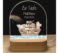 Veilleuse Bébé Personnalisé avec Prénom & Date - Idee Cadeau Bapteme, Enfant pour Nouveau né, Lampe de Chevet Led, Deco Chambre Bebe, Naissance Personnalisé, NoëL