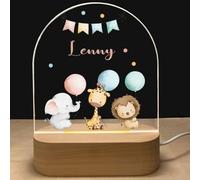 Veilleuse Bébé Personnalisé avec Prénom & Date - Idée Cadeau Bapteme, Lampe de Chevet Led pour Nouveau-né, Déco Chambre Bébé, Cadeau Naissance et Noël