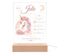 Veilleuse Bébé Personnalisée Prénom Licorne LED Cadeau Naissance Fille