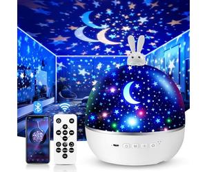 Veilleuse Bébé Projecteur Ciel Etoile,15 Films Bluetooth Musicale Veilleuse Enfant,360° Rotation Telecommandé Decoration Chambre Bebe,Jouet Bebe 1 2 3 4 5 an,Cadeau Bebe Cadeau Fille 1 2 3 4 5 ans