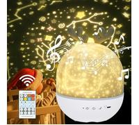 Veilleuse Bébé Projecteur, LED Enfant Lampe Musicale, 8 Chansons,6 Films de Projection, Lampe de projecteur Étoiles pour Chambre