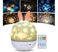 Veilleuse Bébé Projecteur, LED Enfant Lampe Musicale, 8 Chansons,6 Films de Projection, Lampe de projecteur Étoiles pour Chambre