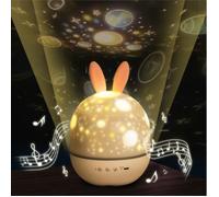 Veilleuse Bébé,Veilleuse Musicale et Lumineuse,Projecteur Ciel Etoile Galaxie Plafond,Veilleuse LED Rechargeable USB-Lapin