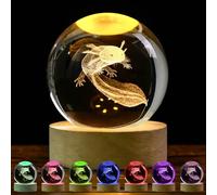 Veilleuse Boule de Cristal 3D,Boule Cristal Lumineuse Salamandre | Lampe 3D avec LED Multicolore Base en Bois,Veilleuse,Cadeau,Décoration Fantaisie de Chambre