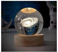 Veilleuse boule de cristal 3D - Lampe de bureau LED gravée sur le système solaire, décoration astronomique cadeau pour enfants, adultes, enseignants et amateurs d'espace (Voie lactée, longueur : 8 cm)