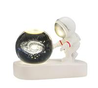 Veilleuse Boule de Cristal Astronaute 3D, Veilleuse Boule de Cristal Galaxie 3D, Lampe de Nuit Boule de Cristal 3D, Sphère Spatiale 3D avec Base de Lumière LED pour la (Système