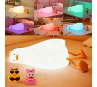 Veilleuse canard pour enfants avec changement de couleur, contrôle par application/tactile, lampe canard plate amusante avec 2 cadeaux surprises,lampe de chevet à intensité variable et minuterie