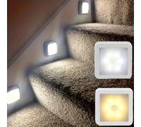 Veilleuse carrée à détection de mouvement, lampe murale LED, interrupteur à capteur automatique, alimentée par batterie (sans batterie), convient pour les couloirs, les passages, les escaliers, le che