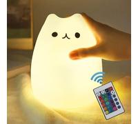 Veilleuse Chat, Télécommande Silicone Chaton Veilleuse Pour Enfants Jeunes Filles Rechargeable Veilleuse Kawaii Mignon Blanc Blanc