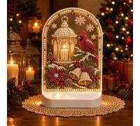 Veilleuse de Noël pour cheminée, étagère, décoration diamant | Veilleuse LED à faire soi-même - Thème varié - Renne, bonhomme de neige, pain d'épices - Nativité - Ours en peluche
