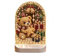 Veilleuse de Noël pour cheminée, étagère, décoration diamant | Veilleuse LED à faire soi-même - Thème varié - Renne, bonhomme de neige, pain d'épices - Nativité - Ours en peluche