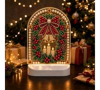 Veilleuse de Noël pour cheminée, étagère, décoration diamant | Veilleuse LED à faire soi-même - Thème varié - Renne, bonhomme de neige, pain d'épices - Nativité - Ours en peluche