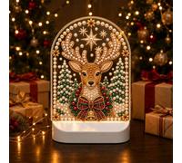 Veilleuse de Noël pour cheminée, étagère, décoration diamant | Veilleuse LED à faire soi-même - Thème varié - Renne, bonhomme de neige, pain d'épices - Nativité - Ours en peluche