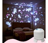 Veilleuse de projection dynamique LED créative, lampe de projection licorne, lampe de table de projection dynamique rotative à 360°, lumière d'ambiance à branchement USB, chambre, salle de jeux, salon