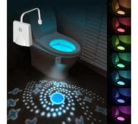 Veilleuse de toilette à LED rechargeable par USB avec projection de ciel étoilé, activation par capteur, 16 options de couleurs - Accessoire de décoration de salle de bain amusant, convient aux jeunes
