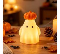 Veilleuse décorative pour Halloween, citrouille, fantôme, en plastique, veilleuse lumineuse pour table de chevet avec lumière chaude, décoration de table d'Halloween, fantôme, citrouille, lampe LED