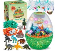 Veilleuse Dinosaure DIY Merrymint Kit créatif éducatif enfant 6-10 ans avec 6 figurines volcan et éclairage tactile ou sonore