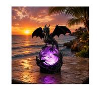 Veilleuse dragon sur boule lumineuse violette lampe d’ambiance fantasy décoration gothique pour salon bureau cadeau