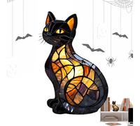 Veilleuse en forme d'animal pour , lampe de table en forme de chat pour - Statue de décoration d'Halloween pour décoration d'intérieur, appartement, bureau, chambre d'enfant, salon