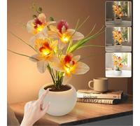 Veilleuse en forme de fleur artificielle - Intensité variable - Rechargeable par USB - Avec vase - Lampe de table LED décorative pour festival, fête, décoration d'intérieur (champagne)