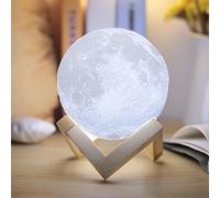 Veilleuse en forme de lune avec impression 3D, chargement USB, 2 couleurs changeantes, lampe de nuit pour chambre à coucher, maison, décoration, cadeau créatif (10 cm)