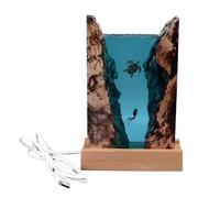 Veilleuse en Résine, Adaptée aux Bureaux, Tables de Chevet ou Salons, Lampe Tortue de Plongée avec Câble USB, Lampe Océan LED pour les Amoureux de L'océan, Décoration Artistique