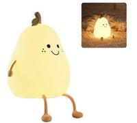 Veilleuse Enfant en Forme de Poire FONGWAN 2 Couleurs, Tactile Interrupteur Rechargeable USB - Jaune Jaune G