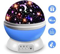 Veilleuse Enfant Etoile Projection 360° Rotation Lampe Projecteur Lumiere Plafond 8 Couleur Mode Cadeau Bébé Noël Bleu