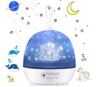 Veilleuse Enfant Projecteur, Lampe de Projection 4 en 1 Bébé Etoile Lampe Rotative Nuit Romantique Lampe Bébé Adultes Chambre Salo