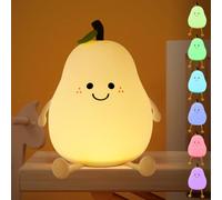 Veilleuse Enfant, Veilleuse Bébé 7 Couleurs Lampe de Nuit Dimmable Lampe Enfants en Silicone Portable Rechargeable Veilleuse pour Chambre de Bébé, Cadeaux d'anniversaire et de Noël (Lampe Poire）