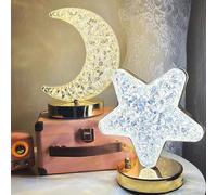 Veilleuse étoile et lune, rechargeable USB, lampe de contrôle tactile 3 couleurs, lampe de chevet, lampe de bureau, décoration de maison, veilleuse en cristal LED, lampe de table, cadeau commémoratif,