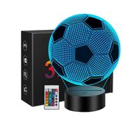 Veilleuse Football 3D - Lampe de Chevet Enfant Ballon de Foot 7 Couleurs - Cadeau Garçon & Fille avec Télécommande USB