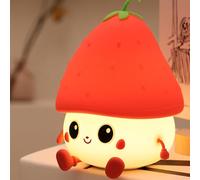 Veilleuse Fraise pour Enfants en Silicone Mignonne - Lampe de Chevet Rechargeable, Lumières Pépinière, Décor pour Bébés Tout-Petits Filles (Rouge)
