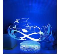 Veilleuse JUSTUP Anime Sonic Électrique en Course, Lampe Illusion 3D avec Télécommande 16 Couleurs, Décoration de Chambre de Garçon