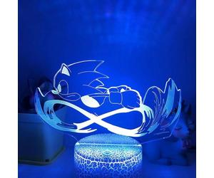 Veilleuse JUSTUP Anime Sonic Électrique en Course, Lampe Illusion 3D avec Télécommande 16 Couleurs, Décoration de Chambre de Garçon