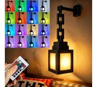 Veilleuse Lanterne Pixelée Lampe LED 16 Couleurs Changeantes Chaîne Lampe | Lampe murale rechargeable, adaptée pour les salles de jeux, les décorations d'Halloween et la décoration murale de salle de