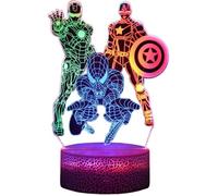 Veilleuse LED 3D - PZCC - Spiderman - 3 plaques acryliques - Changement de couleur RGB - USB ou piles AA