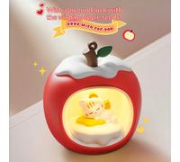 Veilleuse LED Chat endormi mignon "Maison Pomme" - Fonction de gradation tactile, douce et sans éblouissement - Lampe de chevet rechargeable pour bébé (charge USB) - Décoration de chambre & Cadeau de