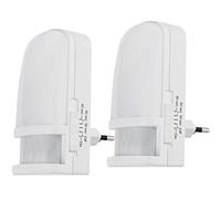 Veilleuse LED ChiliTec à brancher avec détecteur de mouvement, 230 V, capteur crépusculaire, minuterie réglable, modes marche/arrêt/automatique, blanc chaud, lot de 2