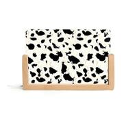 Veilleuse LED en acrylique imprimé peau de vache noire et blanche avec base en bois, facile à assembler, lampe de bureau lumineuse transparente, lampe de table décorative durable, sans odeur, cadeau