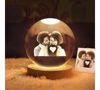 Veilleuse LED en forme de boule de cristal personnalisée pour chambre à coucher, bureau, cadeau de mariage, couple, parents, animaux domestiques, cadeaux souvenirs (6 cm)