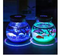 Veilleuse LED enfant forme bouteille poisson de mer RVB 11 cm - portable sur piles CR2023, lampe de nuit romantique